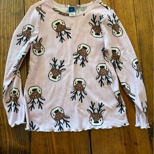 Old Navy Light Pink Reindeer Ribbed Long-Sleeve Top